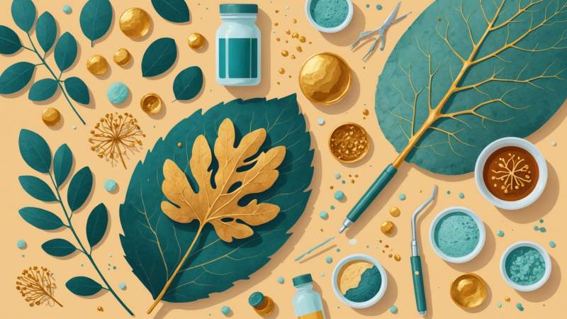 Abstract illustration of amyloid protein fibrils with eucalyptus leaf and microscope symbolizing National Amyloidosis Day in Australia.