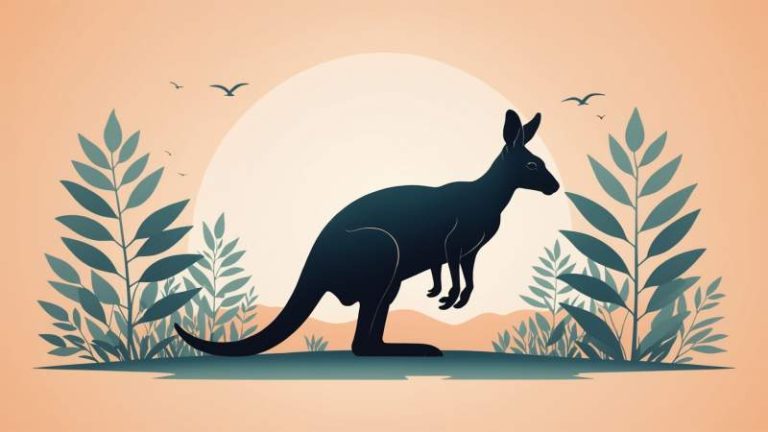 Minimalist illustration of a kangaroo, eucalyptus leaves, and Australian continent outline symbolizing Australia Day.