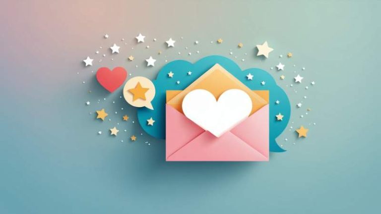 Minimalist illustration of speech bubbles and stars symbolizing compliments and positive communication for World Compliment Day in Australia.