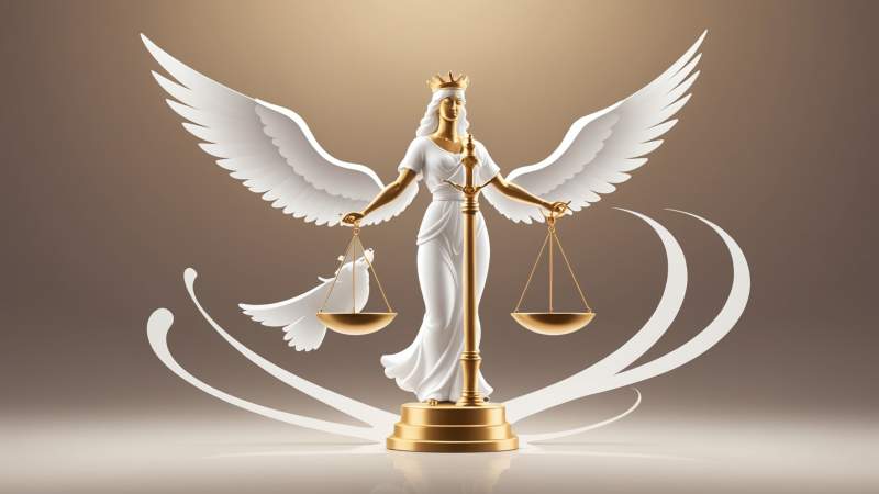 An elegant vector illustration showing a scale of justice, a dove, and an outline of Australia symbolizing women's human rights advocacy.