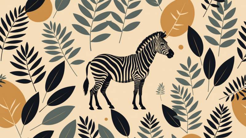 Abstract zebra pattern with eucalyptus leaves in warm golden light symbolizing International Zebra Day in Australia.