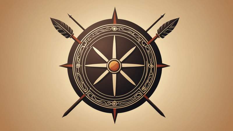 An elegant vector illustration of an Aboriginal shield and spear crossed over the Australian continent symbolizing Mabo Day in Australia.