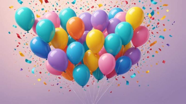 Minimalist illustration of Mickey Mouse ears with colorful balloons and confetti symbolizing a birthday celebration in Australia.