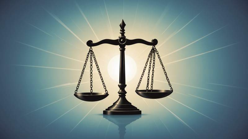 An elegant vector illustration of a balanced scale with a lock and broken chain symbolizing anti-corruption in Australia.