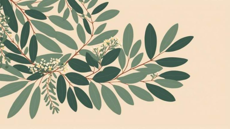 Minimalist illustration of native Australian flowers like eucalyptus and wattle blossoms arranged on a soft pastel background symbolizing floristry day.