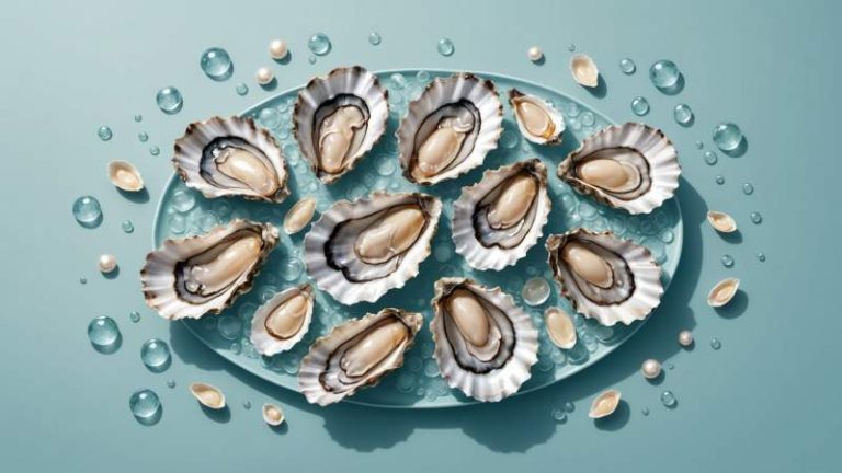 Minimalist illustration of oyster shells and pearls with soft ocean textures symbolizing Australian Oyster Day.