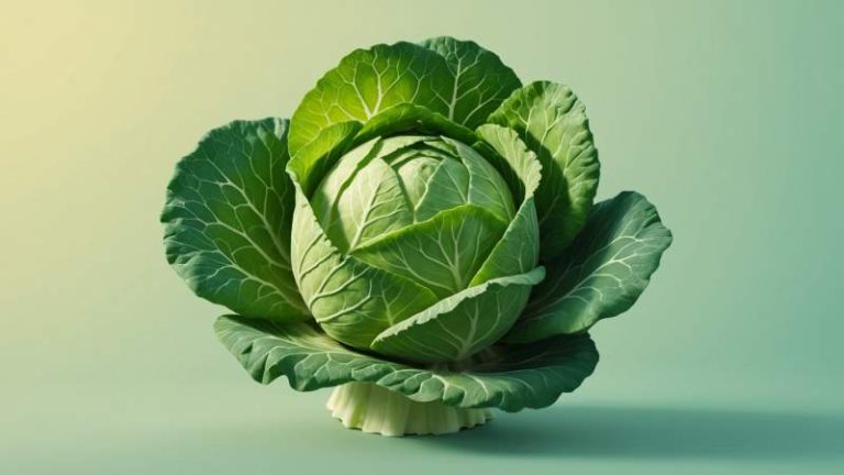 A minimalist vector illustration of a fresh cabbage head with stylized leaves on a soft pastel background symbolizing the Day of Cabbage in Australia.