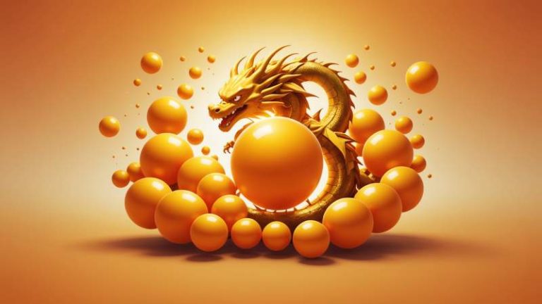Minimalist illustration of glowing dragon balls arranged on a soft gradient background symbolizing the Day of Goku.