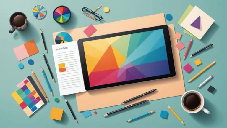 An elegant vector illustration of graphic design tools including a pen tablet and color swatches symbolizing World Graphic Design Day in Australia.