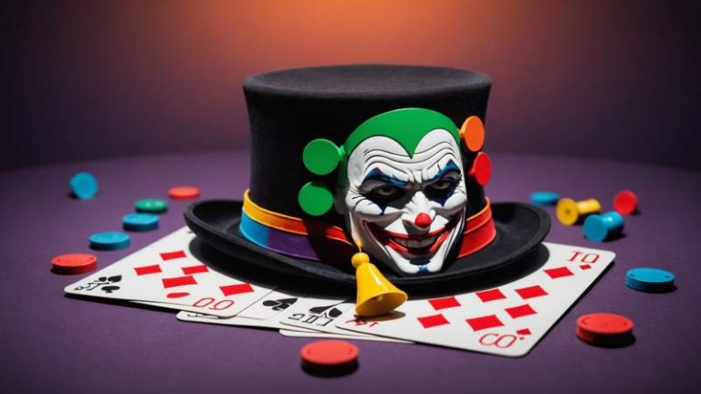 Minimalist illustration of a joker's hat and playing cards symbolizing Joker Day in Australia.