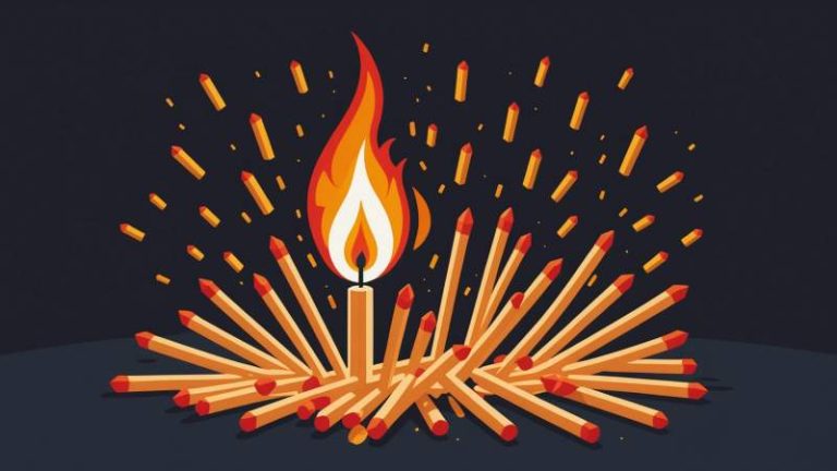 A close-up illustration of a glowing matchstick tip with scattered matchboxes symbolizing International Matchstick Day in Australia.
