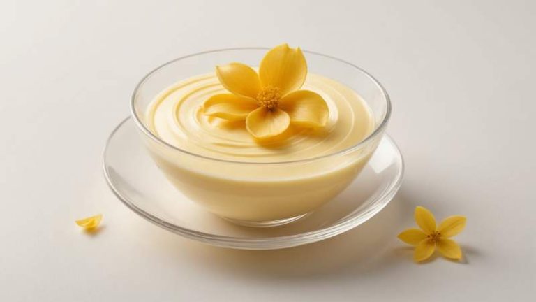 A clean minimalist illustration of vanilla custard cream with a vanilla bean pod and flower symbolizing the vanilla custard cream day in Australia.