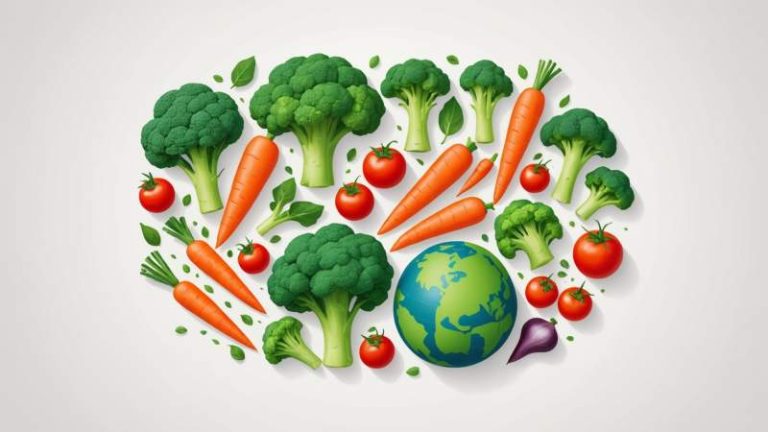 A clean vector illustration of fresh vegetables and green leaves symbolizing World Vegetarian Day in Australia.