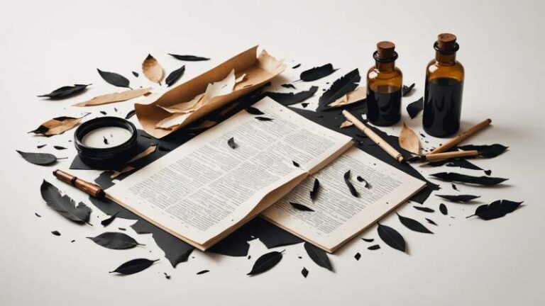 Torn poetry pages and broken quills symbolizing Bad Poetry Day in Australia