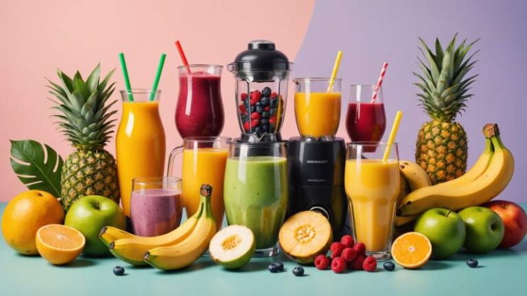 An illustration showing fresh fruits and a blender with smoothie liquid symbolizing World Smoothie Day in Australia.