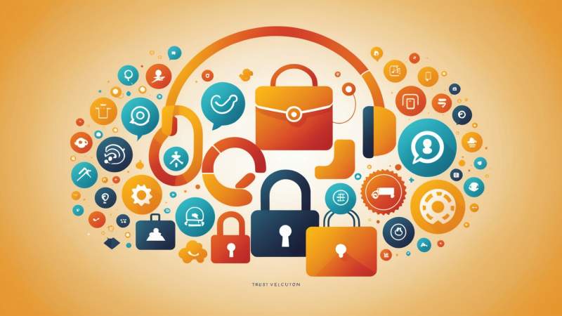 An elegant vector illustration showing symbolic customer service icons like a handshake, shopping bag, and headset with a eucalyptus leaf in the background, representing International Client Day in Australia.