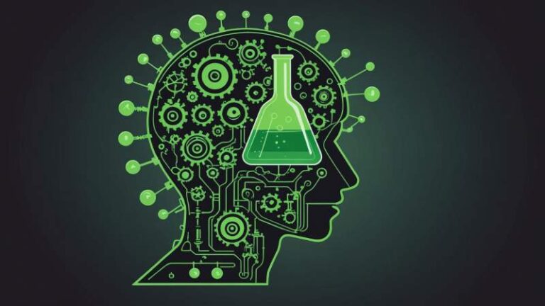 A minimalist illustration showing symbolic elements of Frankenstein's monster including a stitched head and laboratory items, representing Frankenstein Day in Australia.