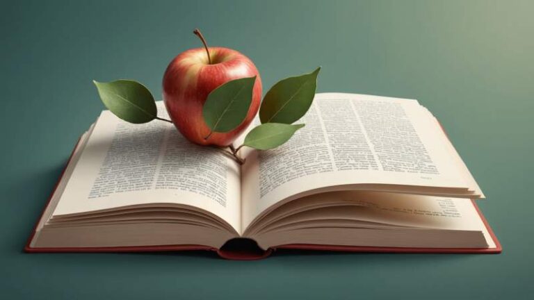 An illustration showing an apple, an open book, and a eucalyptus leaf symbolizing World Teacher's Day in Australia.