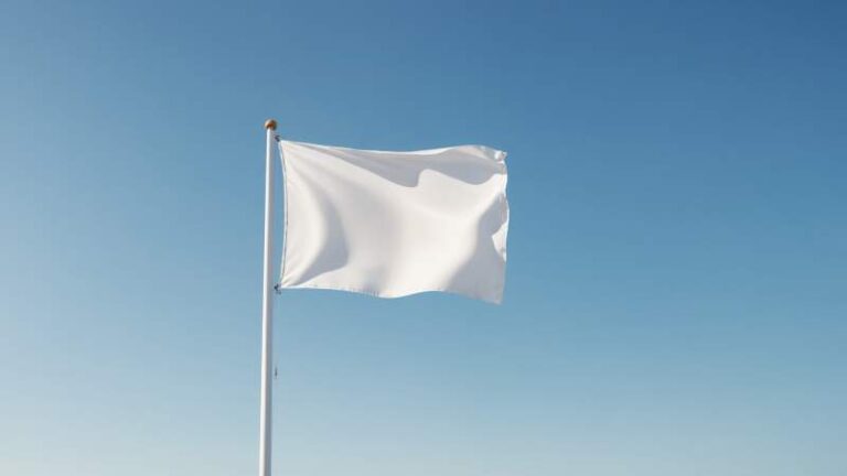 A minimalist illustration of a white flag on a pole symbolizing surrender and acceptance.