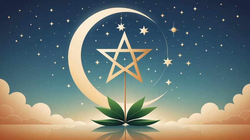 An elegant vector illustration showing diverse religious symbols arranged harmoniously against a soft glowing background, representing World Religion Day in Australia.