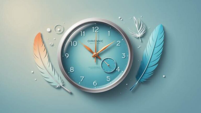 A symbolic illustration showing a partially drained battery, a feather, and a slow-moving clock representing chronic fatigue awareness in Australia.