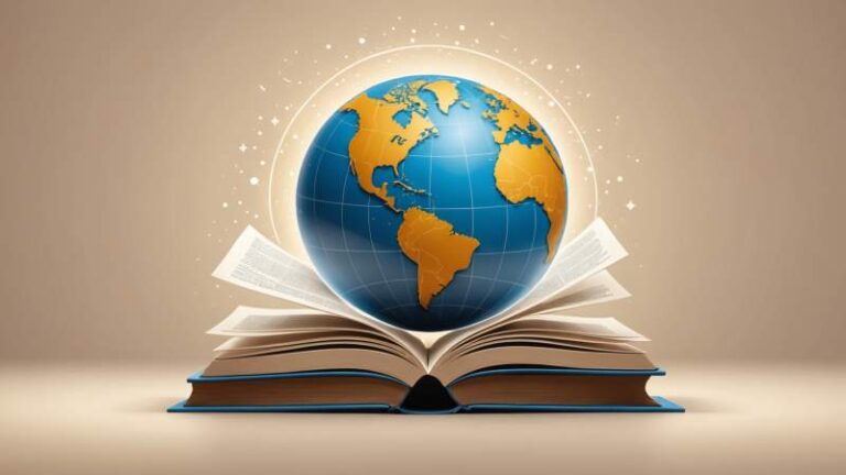 An elegant vector illustration showing a globe with English-speaking countries highlighted, open books with English letters, and a subtle UN emblem symbolizing English Language Day at the UN.