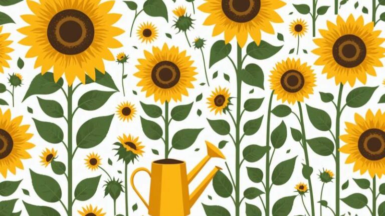 Minimalist illustration of gardening tools and green plants growing under a sunflower sun symbolizing guerrilla gardening in Australia.