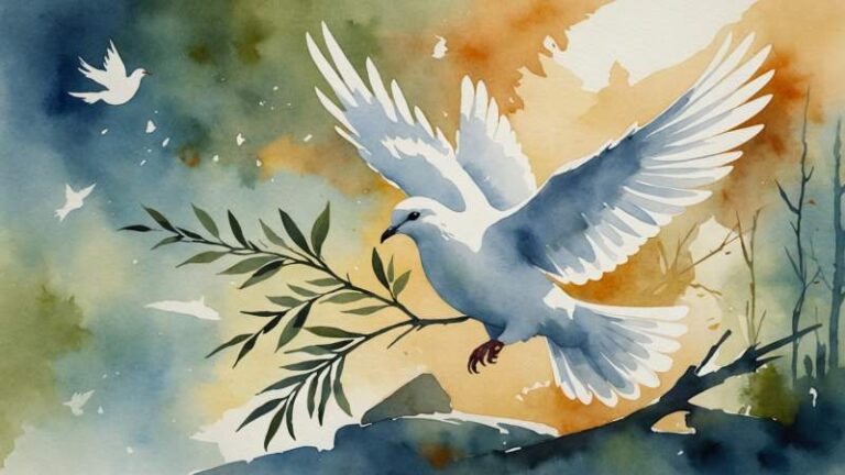 A symbolic illustration of a white dove with an olive branch and a broken rifle representing conscientious objection to military service in Australia.