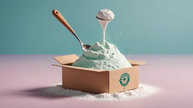 Minimalist illustration of an open baking soda box with powder and kitchen utensils symbolizing baking soda day in Australia.