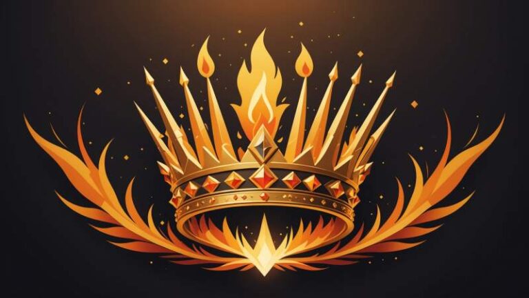 A minimalist illustration of a crown with golden flames symbolizing the Festival of Ameretat and the Fire of Kings in Australia.