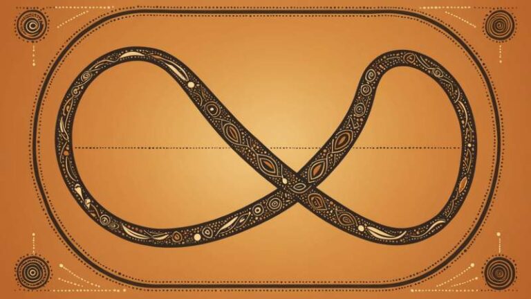 An abstract illustration showing Aboriginal dot art patterns with a boomerang and didgeridoo representing Indigenous Australian culture.