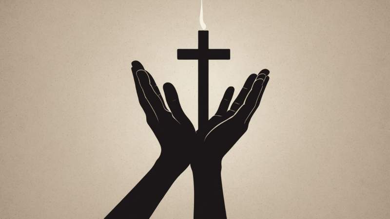 A close-up illustration of a hand applying ash in the shape of a cross symbolizing Ash Wednesday in Australia.
