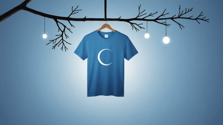 A minimalist illustration of a blue t-shirt hanging on a branch symbolizing anti-bullying awareness in Australia.