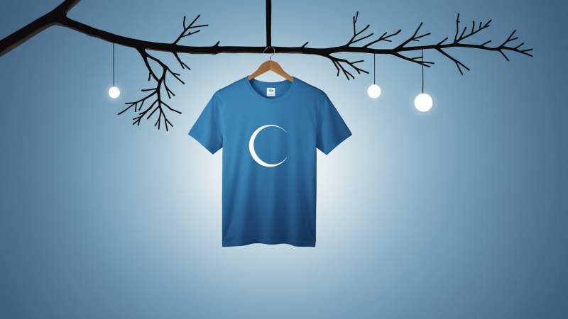 A minimalist illustration of a blue t-shirt hanging on a branch symbolizing anti-bullying awareness in Australia.