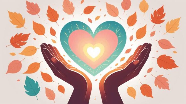 Illustration of hands holding a glowing heart symbolizing kindness for World Kindness Day in Australia.