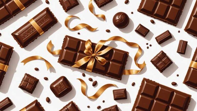 An elegant vector illustration of cocoa pods and chocolate bars symbolizing International Chocolate Day in Australia.