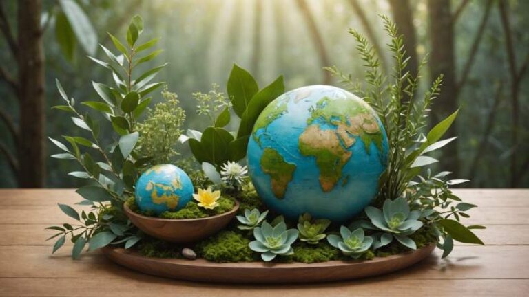 Symbolic illustration of Earth with eucalyptus leaves and wattle flowers representing International Mother Earth Day in Australia.