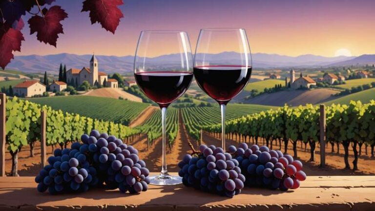 An elegant vector illustration of Syrah grapes and a wine glass symbolizing the International Syrah Grape Day in Australia.