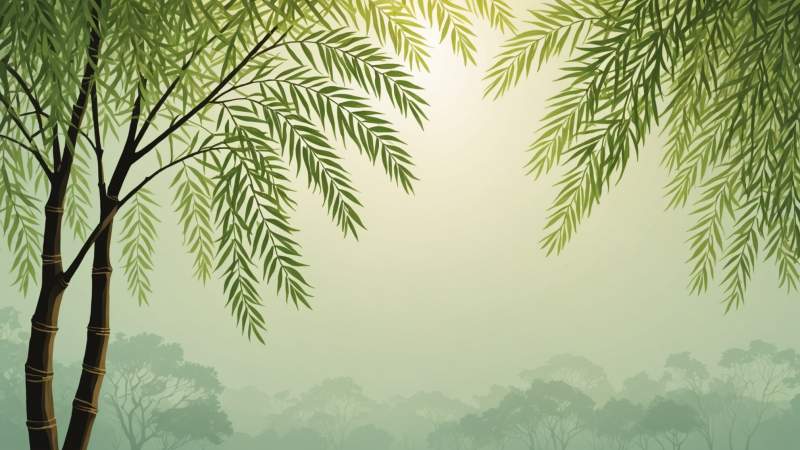 Delicate willow branches symbolizing Palm Sunday in Australia in a soft watercolor style.