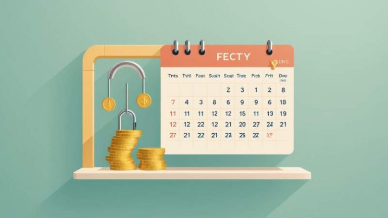 Minimalist illustration of coins, calendar, and lock symbolizing prepayment concepts for World Prepayment Day in Australia.