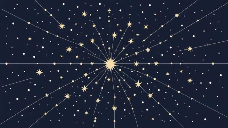 An abstract illustration of seven bright stars symbolizing Matariki with Maori patterns in the background.